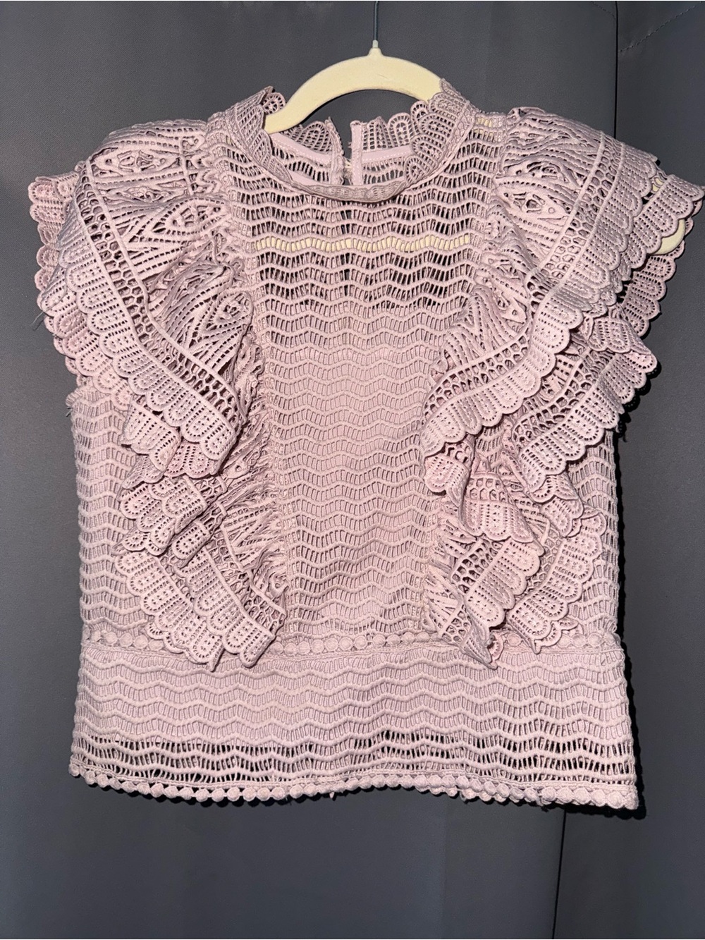 Chicwish Dusty Pink Lace Ruffle Sleeveless Top